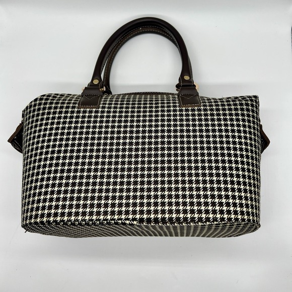 London Fog Oxford Cabin Bag Brown & Cream Houndstooth Carryon Bag - Picture 2 of 8